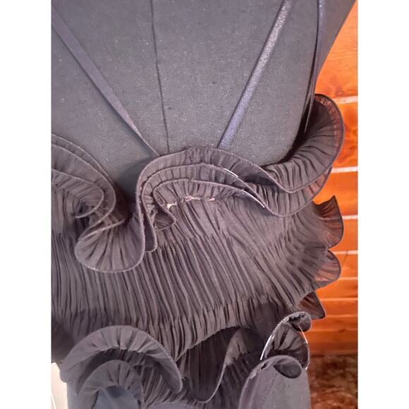 Free People Black Ruffle Top Bodysuit sz S - Picture 6 of 8